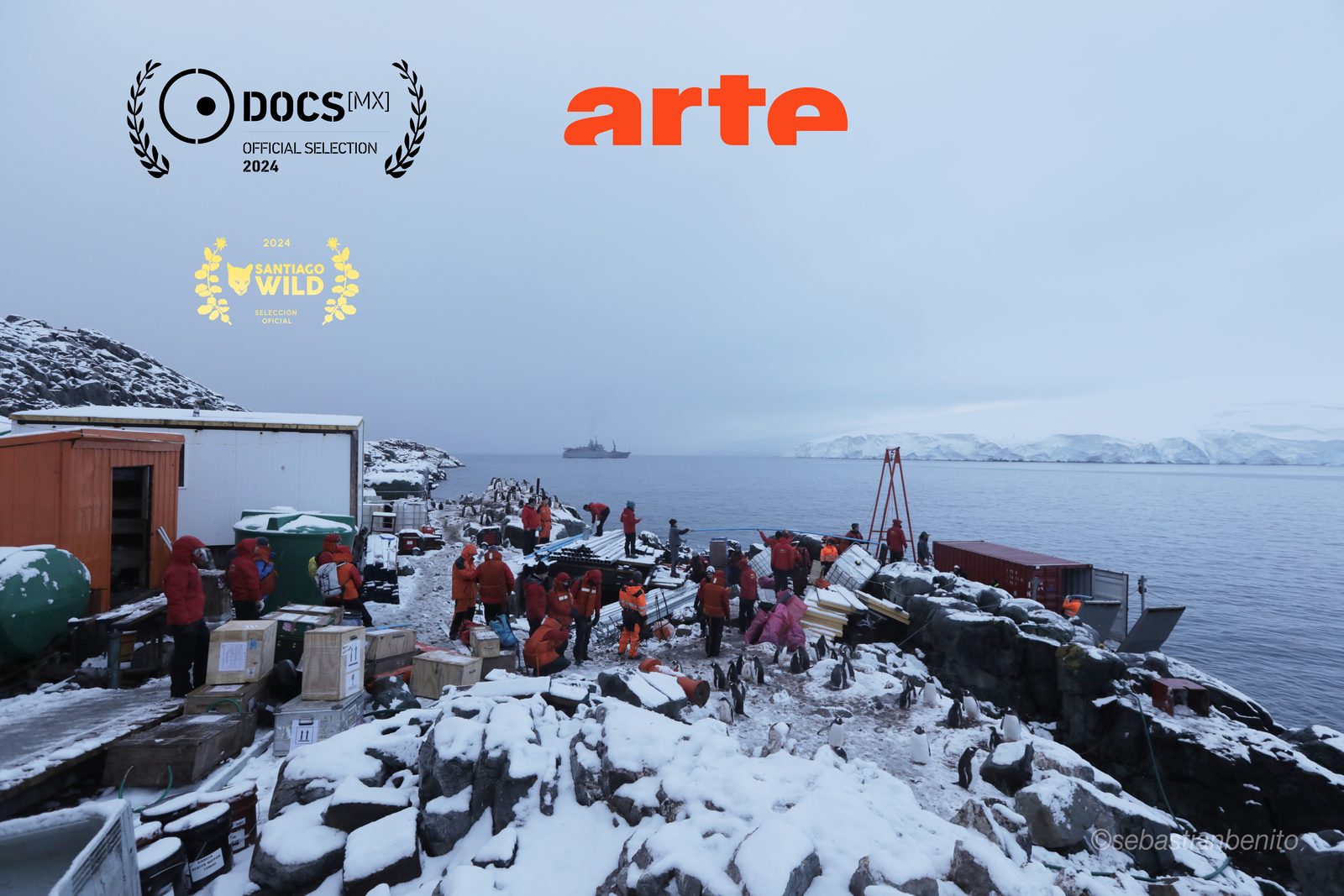 Antarctica — documentary still with festival laurels